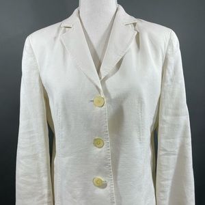 Talbots Petites White Linen Blazer, Large Buttons